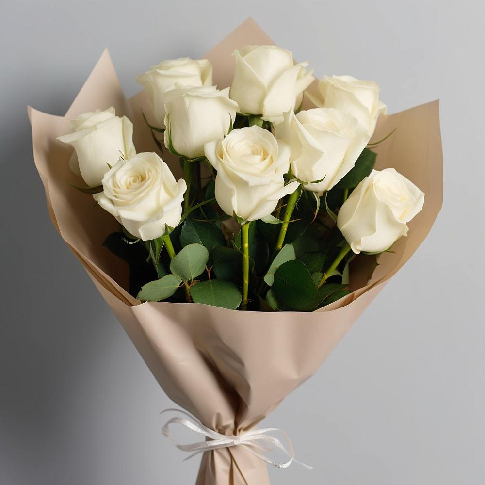 Букет 9 Белых роз Эдлесс Лав в Воскресенске