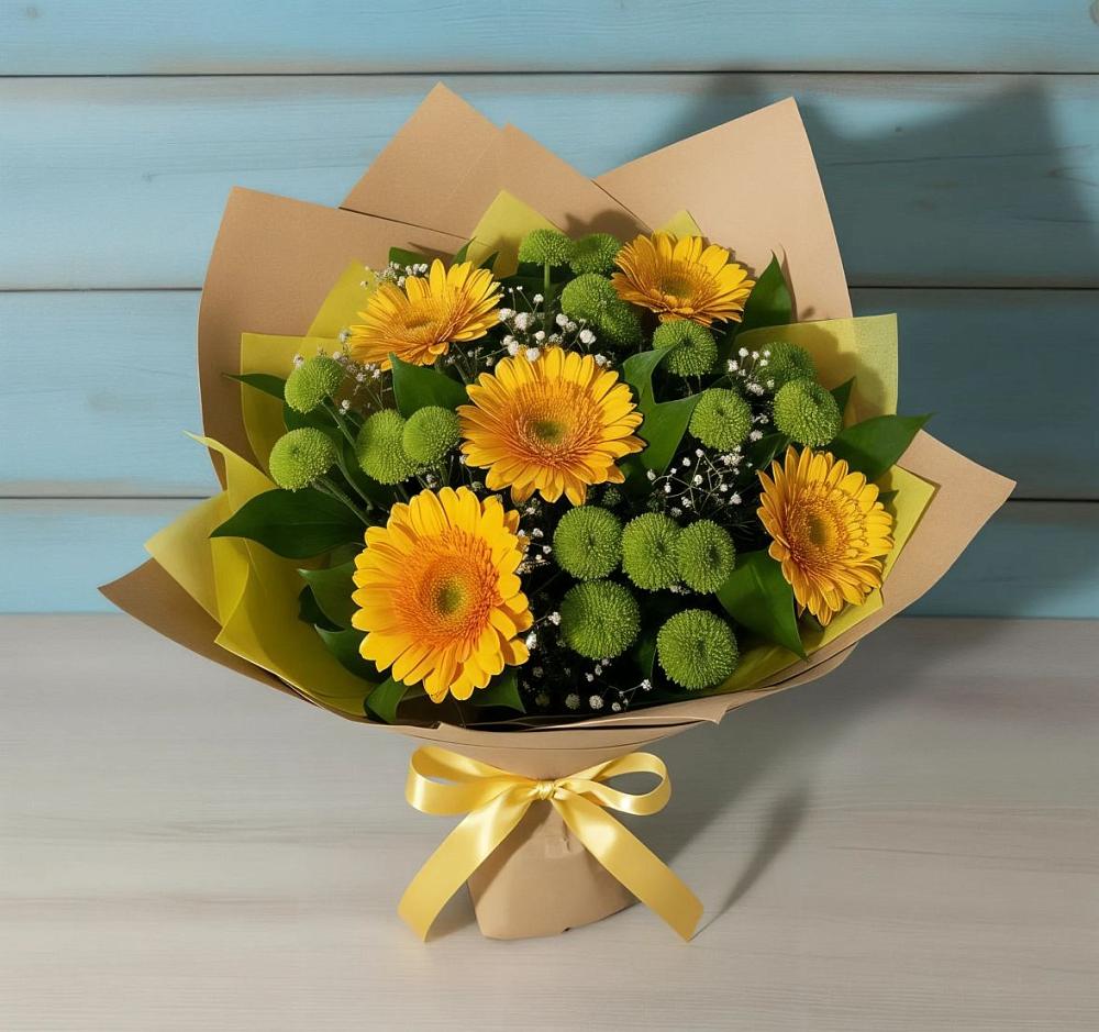 Букет цветов из: Герберы и Хризантемы в Воскресенске