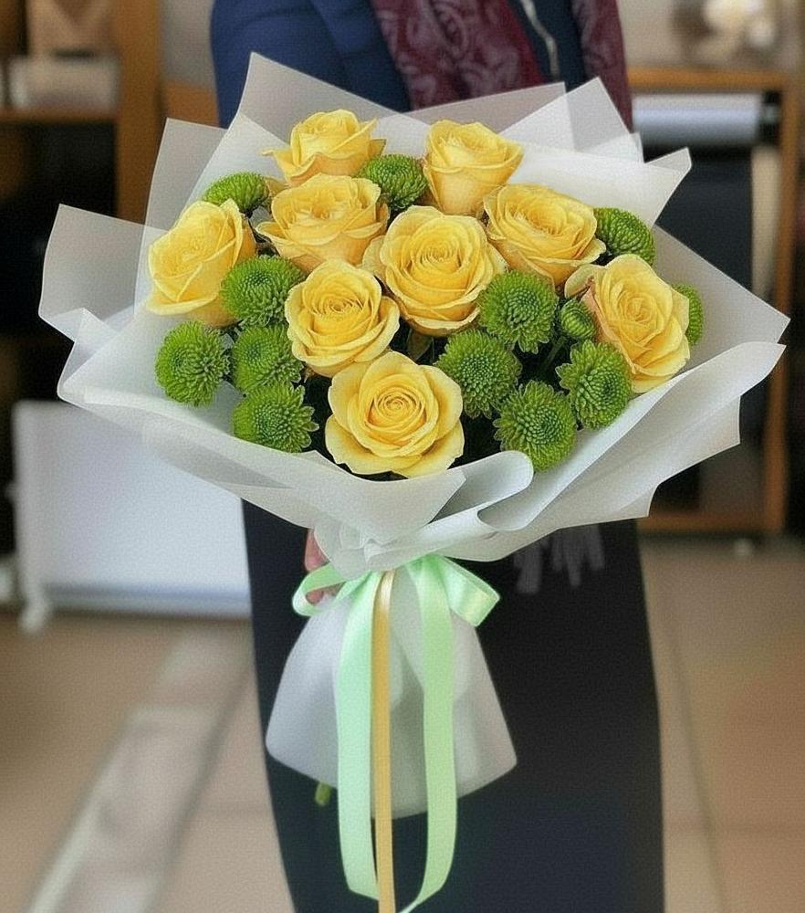 Букет цветов из: Хризантемы и Розы в Воскресенске