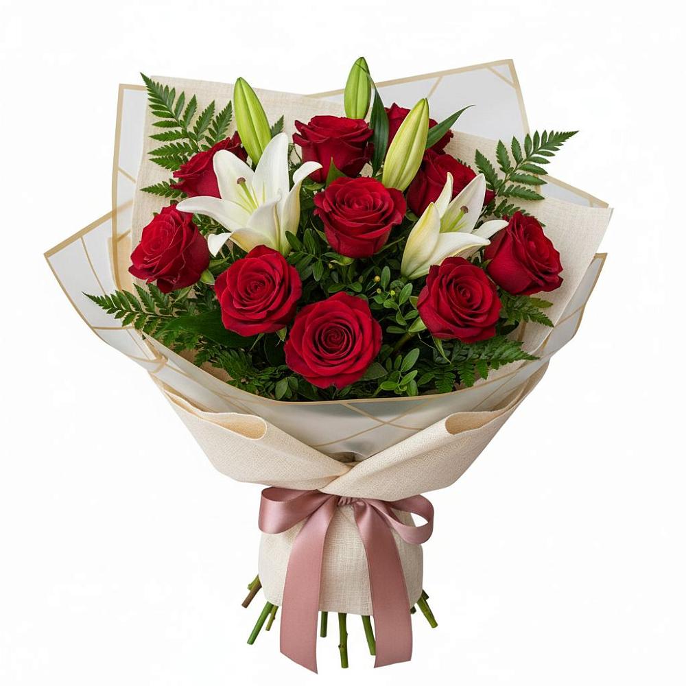 Букет цветов из: Лилии и Розы в Воскресенске