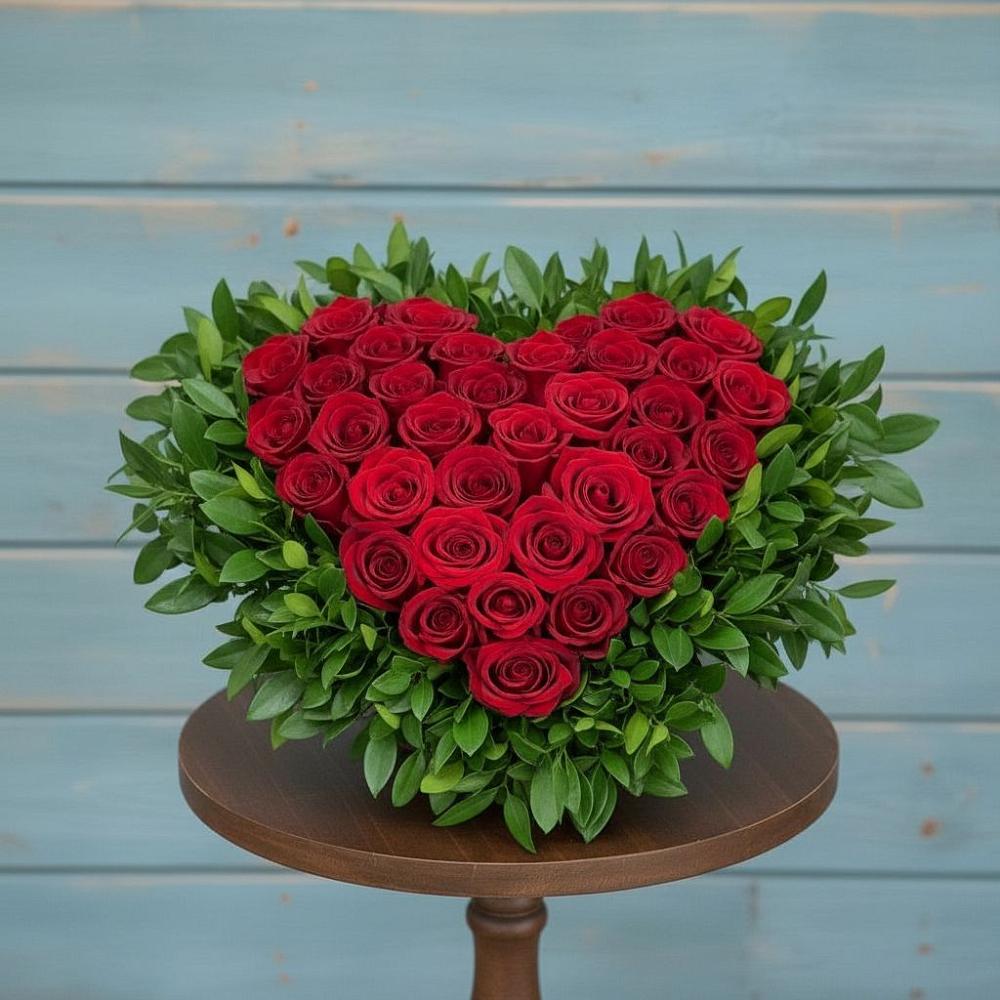 Цветочная композиция из Розы в виде сердца в Воскресенске