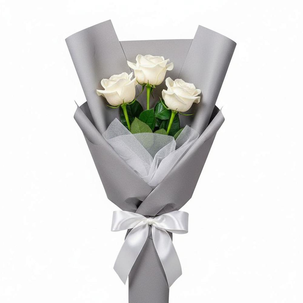 Букет 3 белые розы в Воскресенске