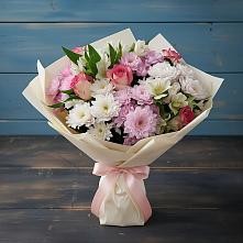 Букет цветов из:  Хризантемы, Альстромерии и Розы в Воскресенске