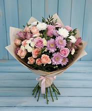 Букет цветов из:  Хризантемы, Розы и Альстромерии в Воскресенске