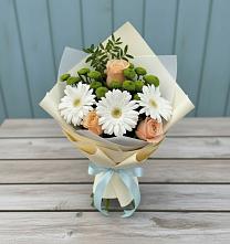 Букет цветов из:  Герберы, Розы и Хризантемы в Воскресенске