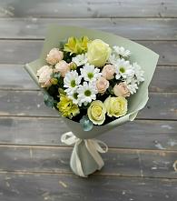 Букет цветов из:  Альстромерии, Розы и Хризантемы в Воскресенске