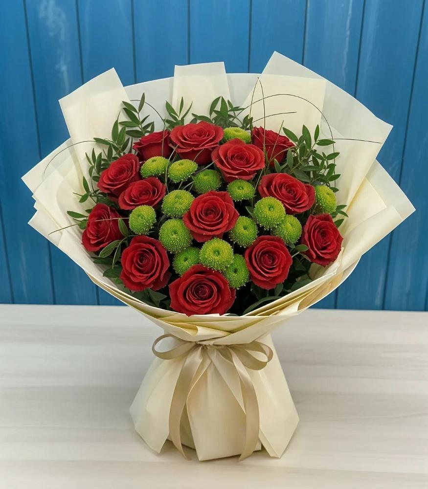 Букет цветов из: Розы и Хризантемы в Воскресенске