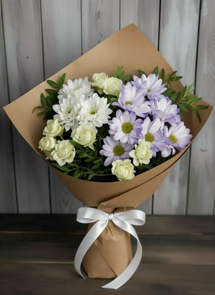 Букет цветов из: Хризантемы и Розы в Воскресенске